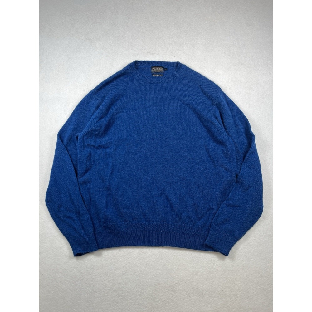 Vintage Pendleton Sweater Mens XL Washable Shetland Wool Blue‎